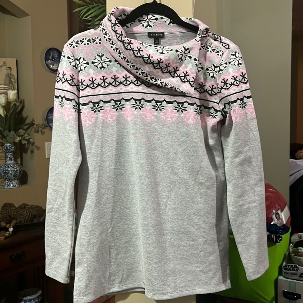 Talbots Button Down Collar Sweater Sweatshirt - image 1